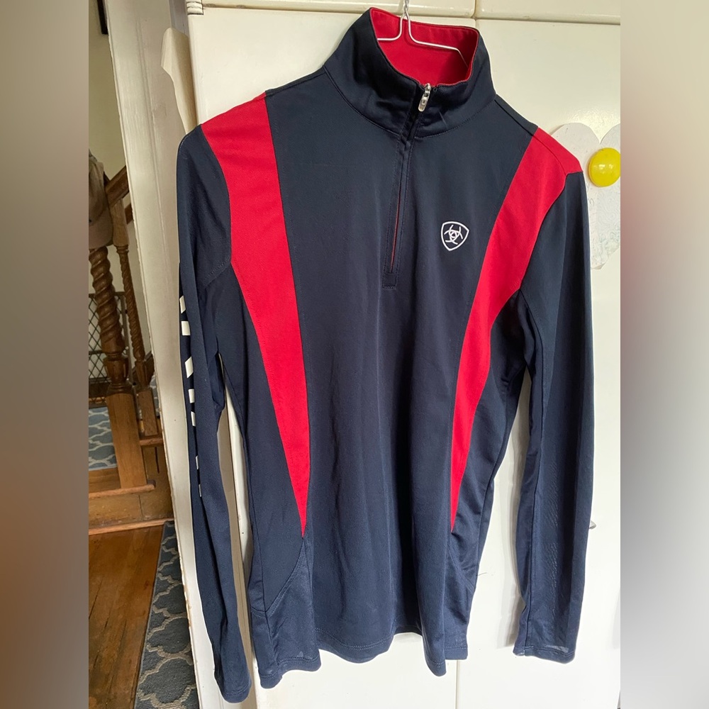 Ariat quarter zip great used condition - traditional navy and red